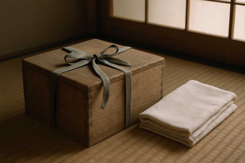 桐箱に納められた遺品(売る前に法律上の確認が必要な品もある)