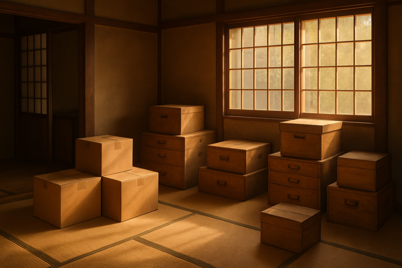 実家・蔵の整理風景(遺品整理とまとめて査定に対応)