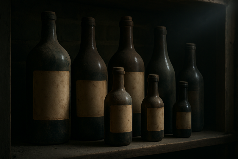 蔵に眠る古いお酒のボトル（古酒も液面・ラベル・箱で査定）