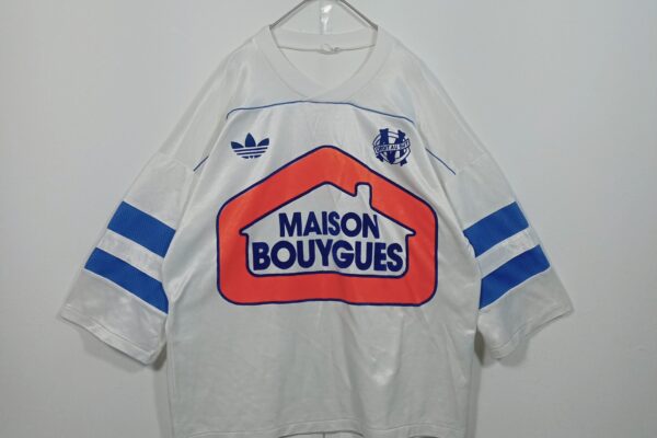 オリンピック・マルセイユ 1986-88 ホームユニフォーム 背番号なし Maison Bouygues フランス製 ヴィンテージ 80s