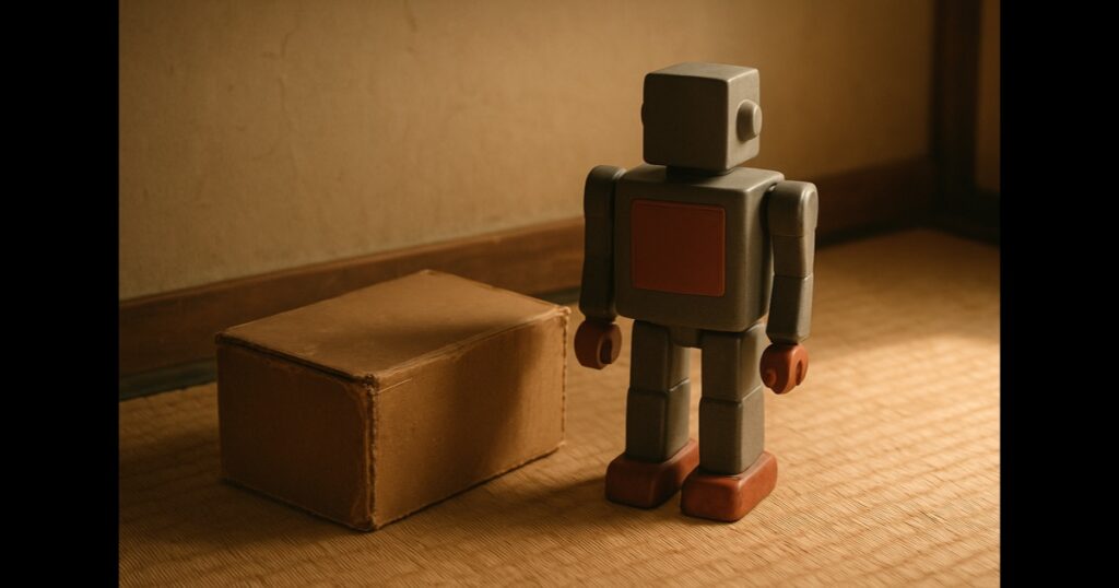 古い箱とダイキャスト製ロボット玩具（昭和の超合金買取のイメージ）